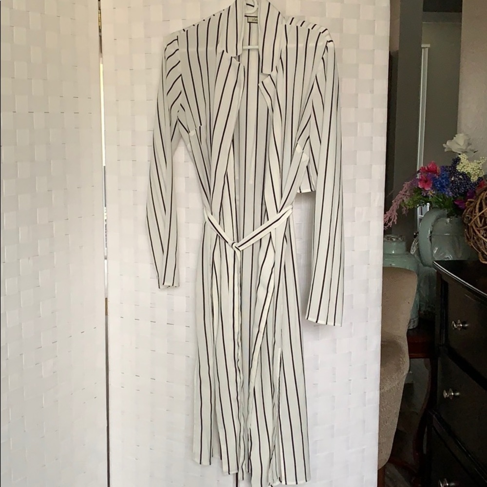 Sheer Black & White Collared Pinstripe Cardigan